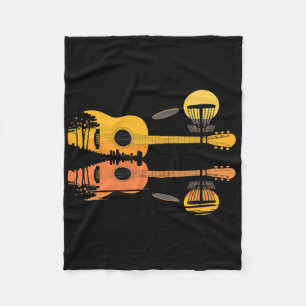 Disc Golf Guitar Sunset Nature Reflection Player G Fleece Blanket