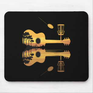 Disc Golf Guitar Sunset Nature Reflection Player G Mouse Pad