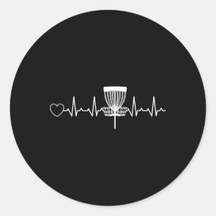 Disc Golf Heartbeat Disc Golf Basket Disc Golf  Classic Round Sticker