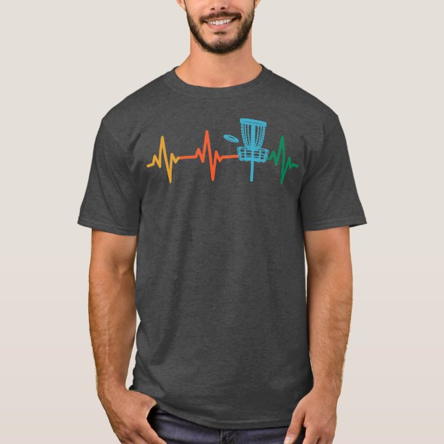 Disc Golf Heartbeat EKG Heart Rate Disk Golf T-Shirt (Front)