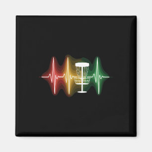 Disc Golf Heartbeat Ekg Line Retro Golf Player Magnet