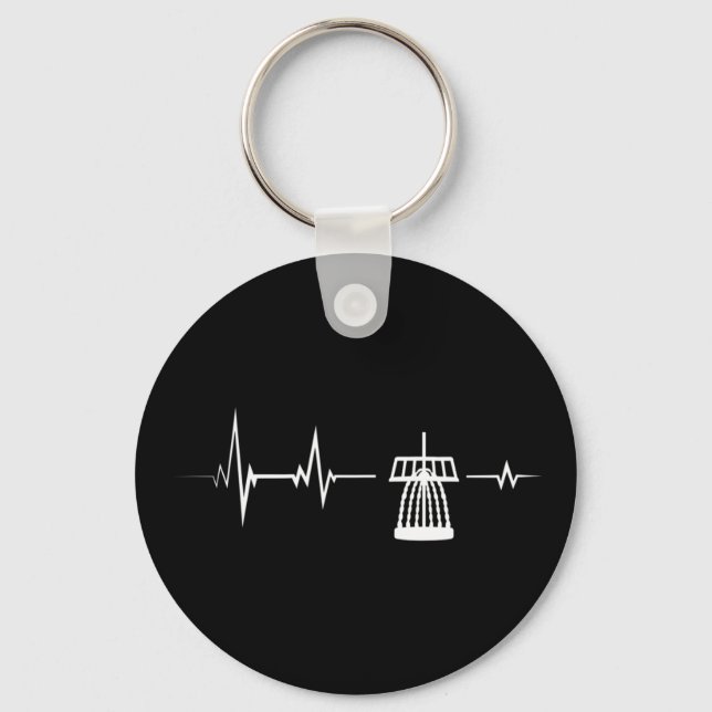 Disc Golf Heartbeat Frisbee Frolf Golf Sket Gift  Key Ring (Front)
