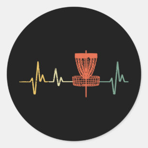Disc Golf Heartbeat Love Frisbee Frolf Sports Wome Classic Round Sticker