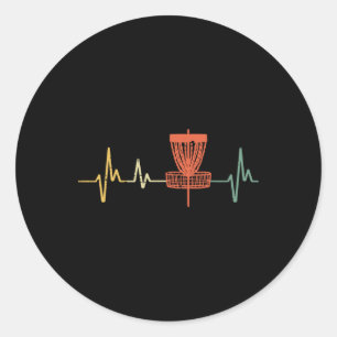 Disc Golf Heartbeat Love Frisbee Frolf Sports Wome Classic Round Sticker