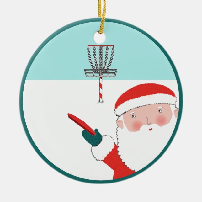 Disc Golf Holiday Gift Ceramic Ornament (Front)