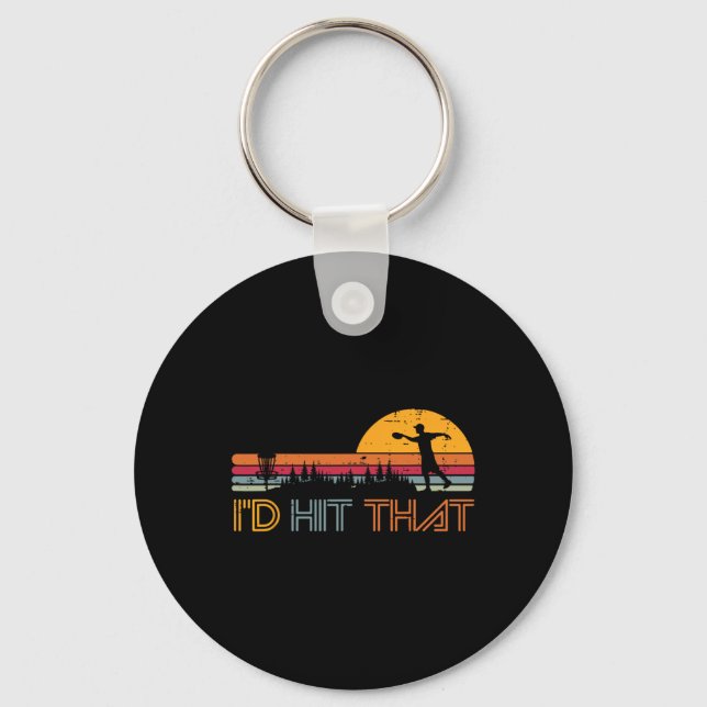 Disc Golf Id Hit That Retro Frisbee Player Men Wom Key Ring (Front)