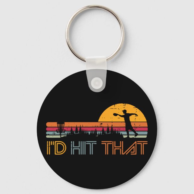 Disc Golf Id Hit That Retro Frisbee Player Men Wom Key Ring (Front)