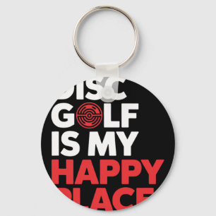 Disc Golf Is My Happy Place - Minimalist Disc Spor Key Ring