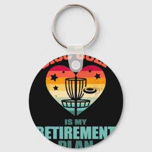 Disc Golf Is My Retirement Plan Vintage Retro Hear Key Ring