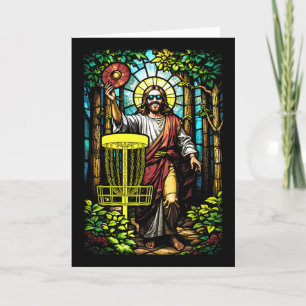 Disc Golf Jesus Christ Stained Gl Forest Sket Golf Card