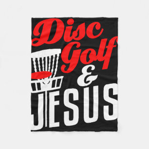 Disc Golf Jesus Christian Funny Golfing Golfer  Fleece Blanket