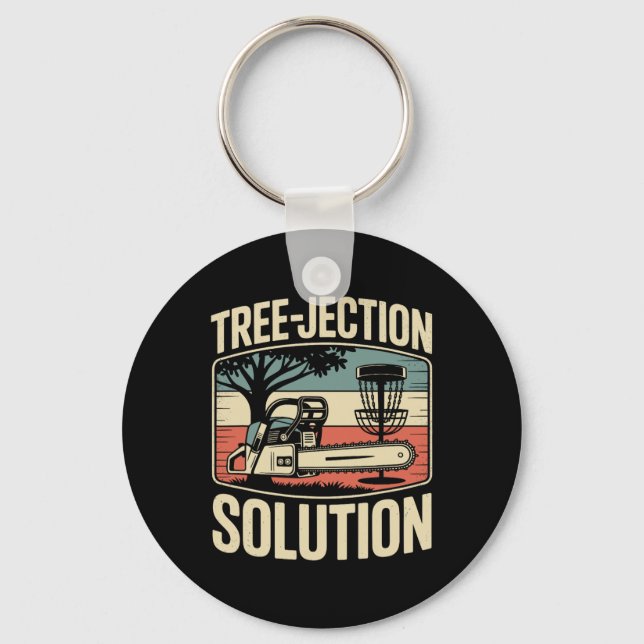 Disc Golf Joke Tree-jection Solution _1  Key Ring (Front)
