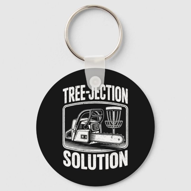 Disc Golf Joke Tree-jection Solution  Key Ring (Front)