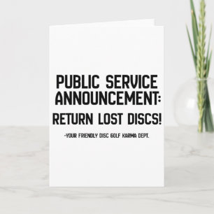 Disc Golf Karma Dept Return Lost Discs - Funny Psa Card