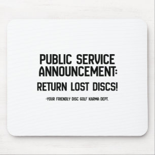 Disc Golf Karma Dept Return Lost Discs - Funny Psa Mouse Pad