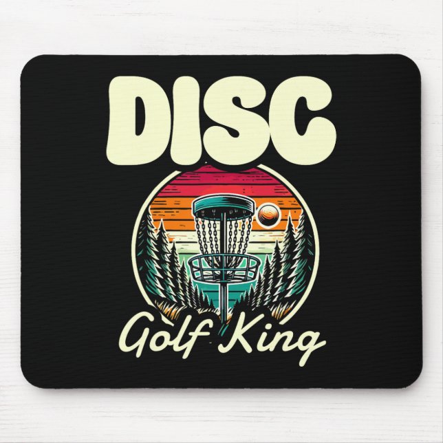 Disc Golf King Retro Forest Sunset  Mouse Pad (Front)