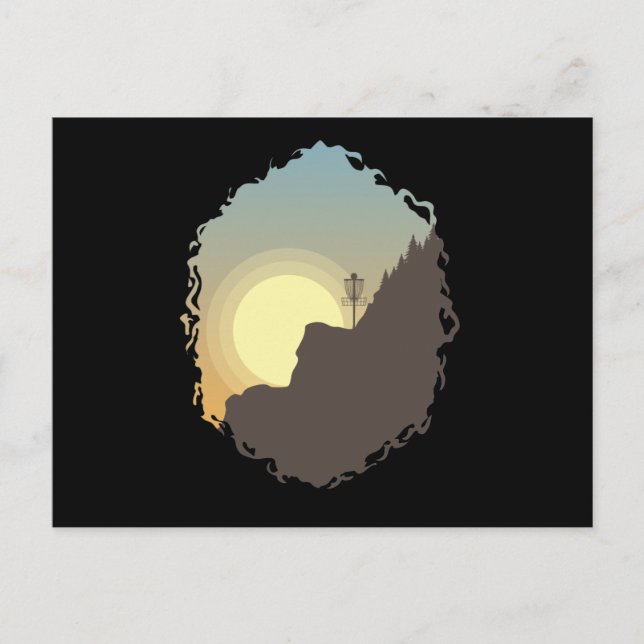 Disc Golf Korb im Sonnenuntergang Postcard (Front)