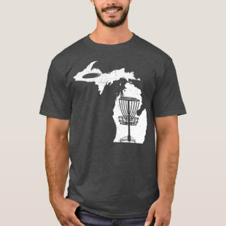 Disc Golf Lover Cool Michigan Map Disc Golf Gift T-Shirt