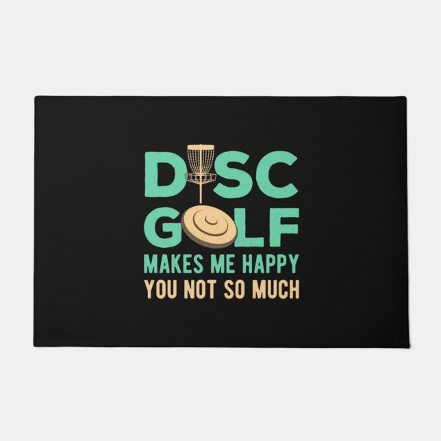 Disc Golf Makes Me Happy Doormat (Front)