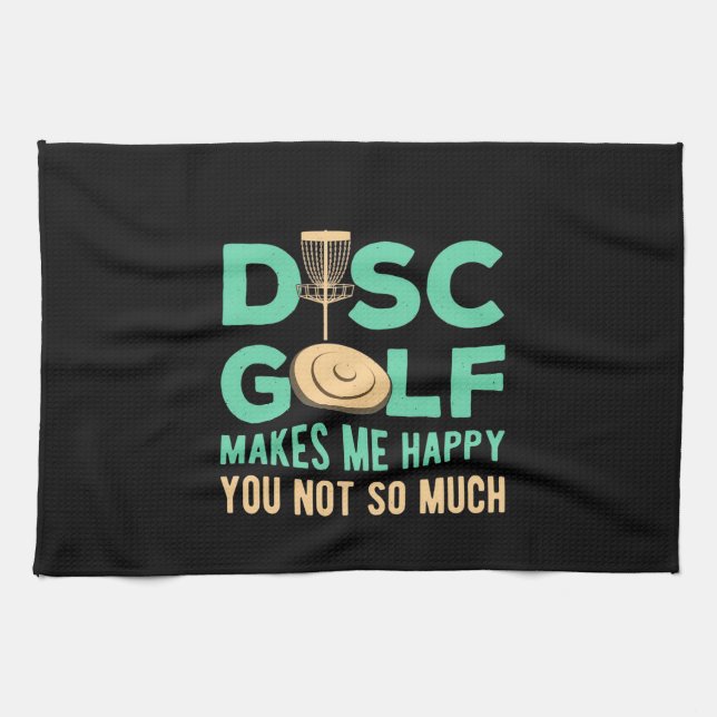 Disc Golf Makes Me Happy Tea Towel (Horizontal)