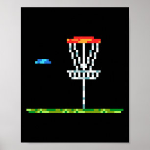 Disc Golf Men Disc Golf 8 Bit Basket Poster