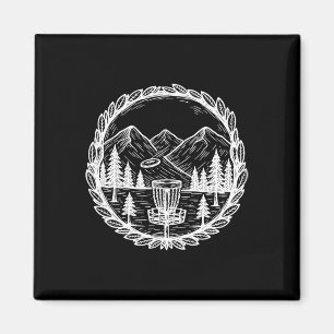 Disc Golf Mountain Scene Flying Disc Sket Magnet