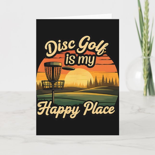Disc Golf My Happy Place Sunset Frolf Player  Card (Front)
