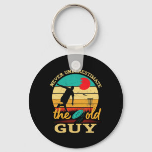 Disc Golf Never Underestimate The Old Guy Vintage Key Ring