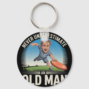 Disc Golf Old Man Funny Grandpa Frisbee Golfer Sar Key Ring