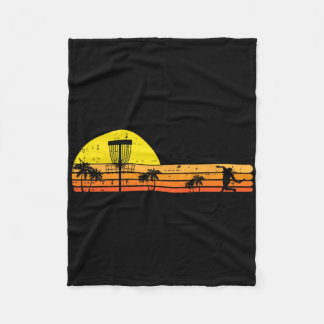 Disc Golf Palm Trees Retro Frisbee Frolf Sport Men Fleece Blanket