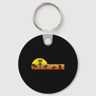 Disc Golf Palm Trees Retro Frisbee Frolf Sport Men Key Ring