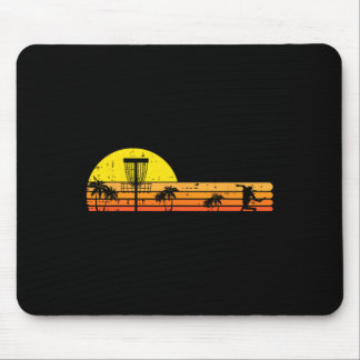 Disc Golf Palm Trees Retro Frisbee Frolf Sport Men Mouse Pad
