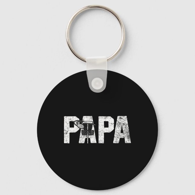 Disc Golf Papa Dad Disc Golfing  Key Ring (Front)