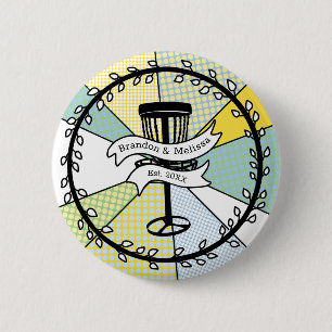 Disc Golf Personalised Couple Established Date    6 Cm Round Badge