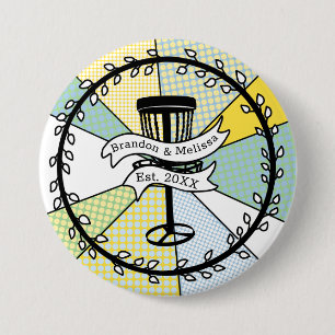 Disc Golf Personalised Couple Established Date   7.5 Cm Round Badge