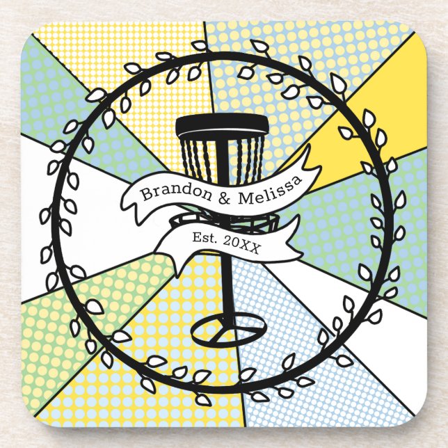 Disc Golf Personalised Couple Established Date Coaster (Front)