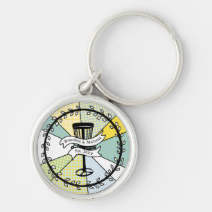 Disc Golf Personalised Couple Established Date   Key Ring