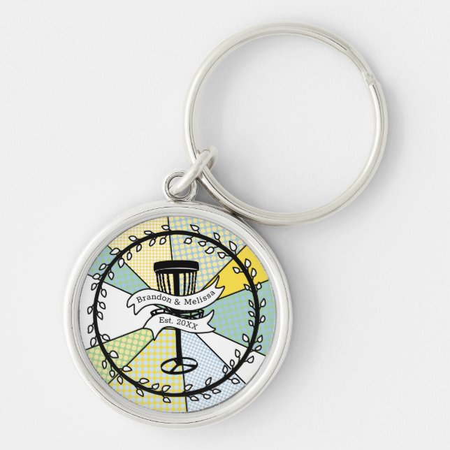 Disc Golf Personalised Couple Established Date   Key Ring (Front)