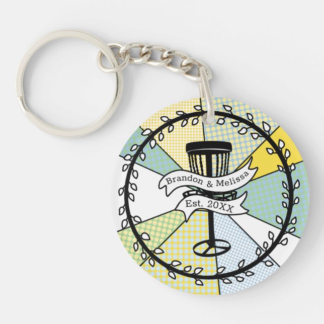Disc Golf Personalised Couple Established Date   Key Ring (Front)
