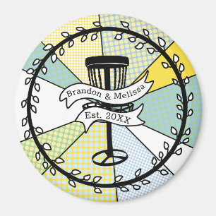 Disc Golf Personalised Couple Established Date   Magnet