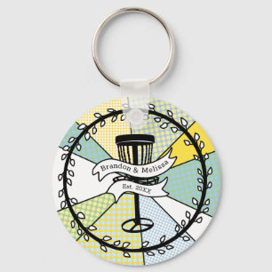 Disc Golf Personalized Couple Established Date Key Ring