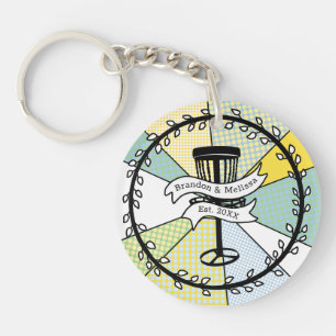 Disc Golf Personalized Couple Established Date Key Ring