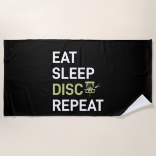 Disc Golf Player Eat Sleep Disc Golf Repeat Beach Towel