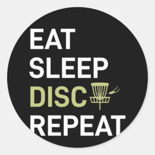 Disc Golf Player   Eat Sleep Disc Golf Repeat Classic Round Sticker