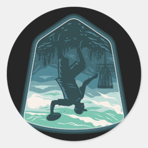 Disc Golf Player Frisbee Golfer Golfing Retro Vint Classic Round Sticker