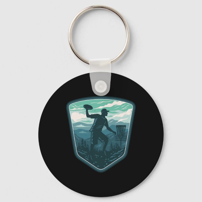 Disc Golf Player Frisbee Golfer Golfing Retro Vint Key Ring (Front)