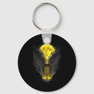 Disc Golf Player Funny Forest Moon Waterfall Sket Key Ring