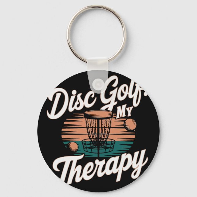Disc Golf Player Funny Frisbee Game  Key Ring (Front)