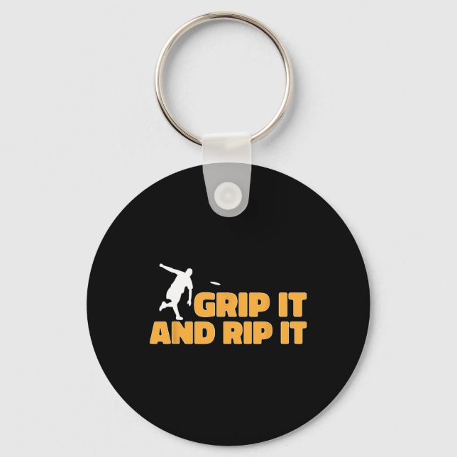 Disc Golf Player Grip It And Rip It Disc Golf  Key Ring (Front)