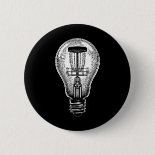 Disc Golf Player Light Bulb Sket Good Idea Golfer  6 Cm Round Badge